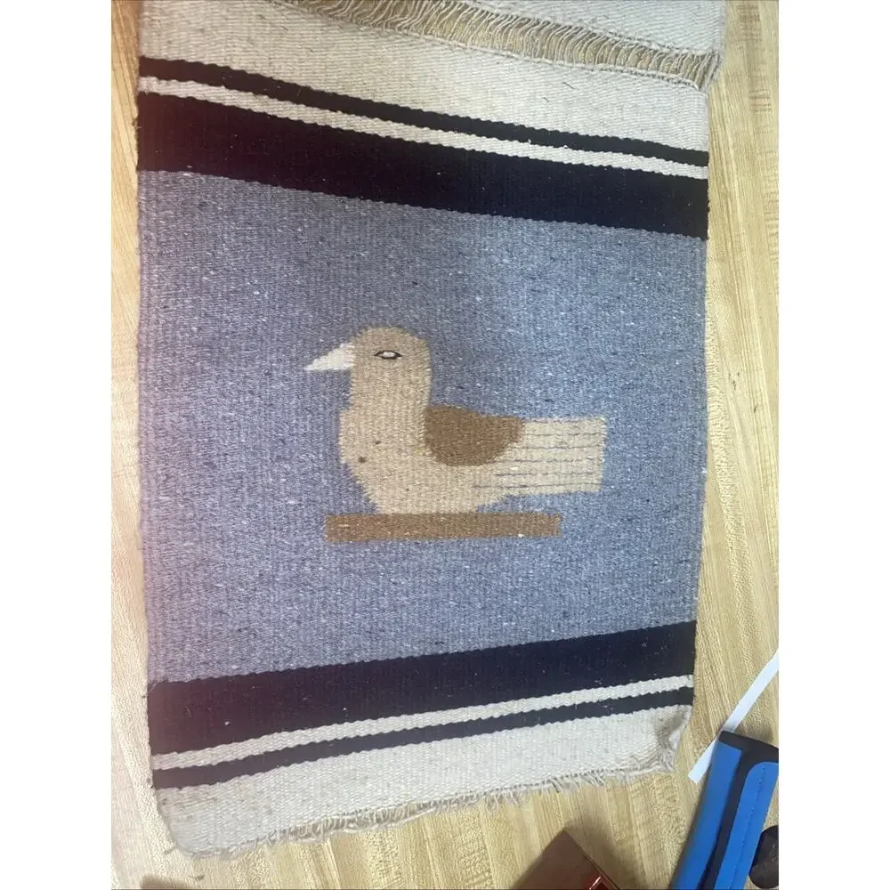 Vtg. Southwestern Mexican Hand Woven Rug Runner Wall Hanging Chimayo 14.5”x40”